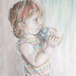 D-tale Eigen werk portret meisje met fles