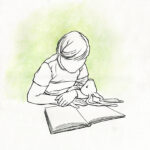 D-tale illustratie Eigen werk Meisje leest 1