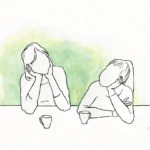 D-tale illustratie Eigen werk Vriendschap 2 aquarel fineliner lijntekening